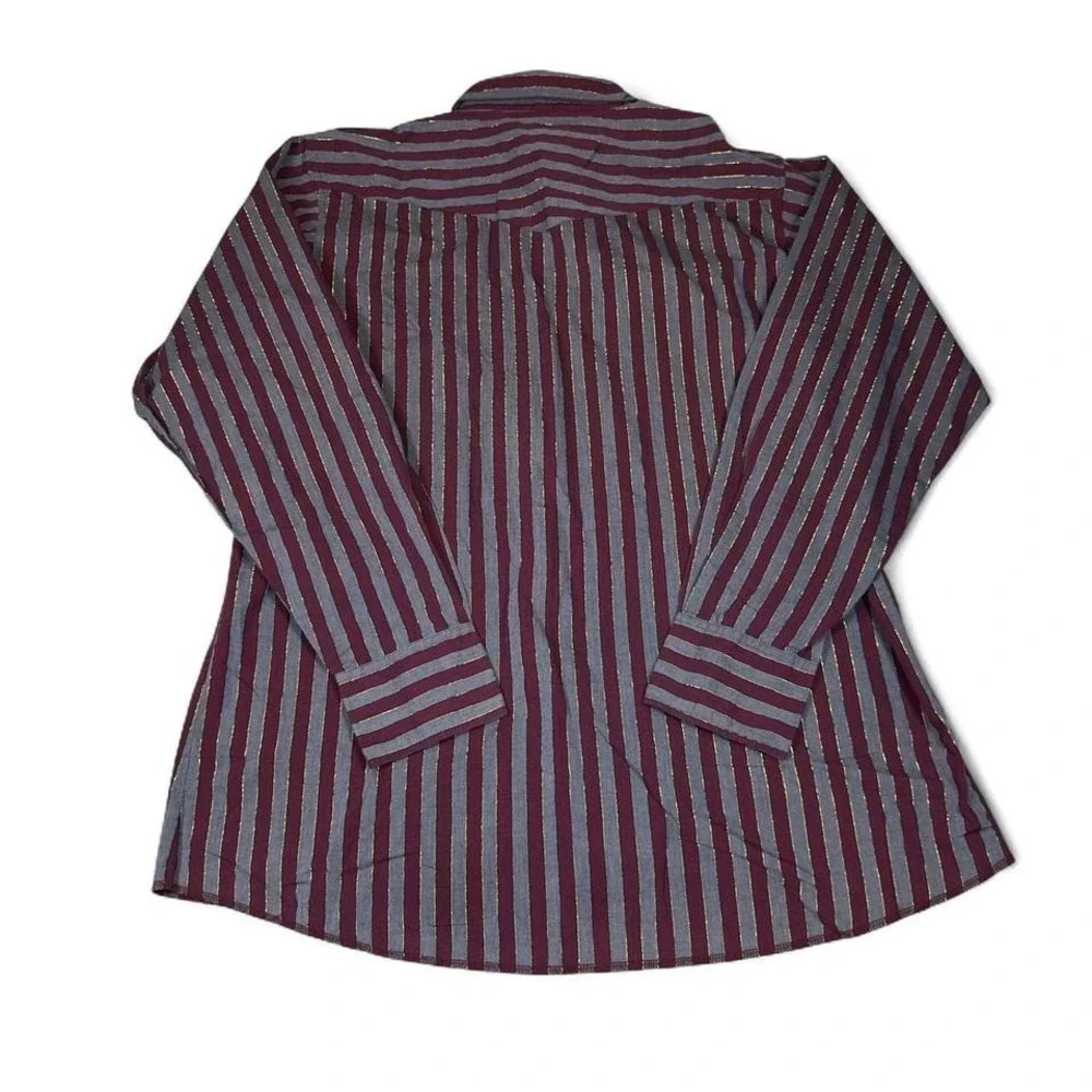 Wrangler Western Striped Button-Up Shirt Burgundy Gray Mens XL‎